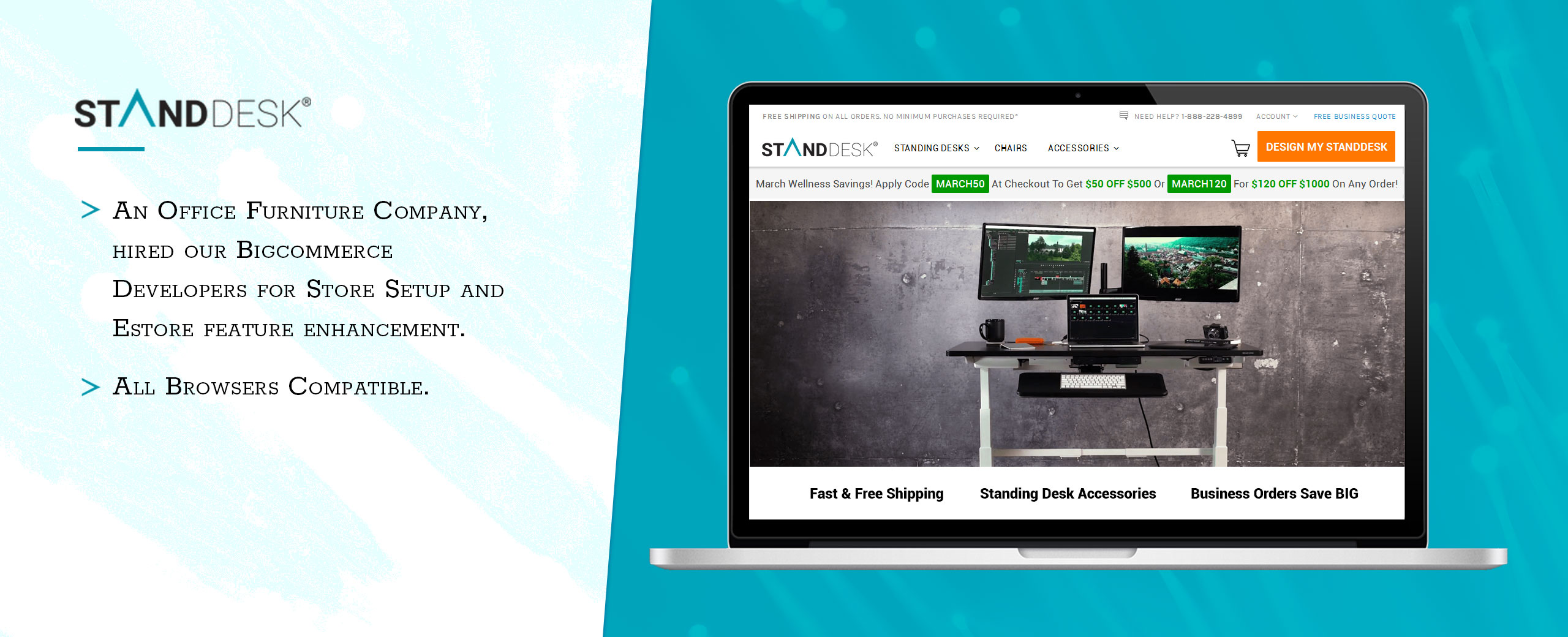 StandDesk opted for our Bigcommerce integrations services to enhance default functionality of their web store.
