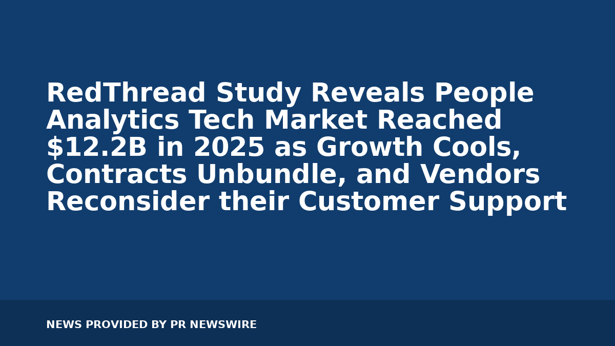 RedThread Study Reveals People Analytics Tech Market Reached $12.2B in 2025 as Growth Cools, Contracts Unbundle, and Vendors Reconsider their Customer Support